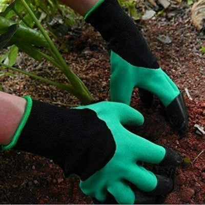 Digging Planting Gloves Garden Outdoor ABS Plastic Claws Gardening Green Gloves