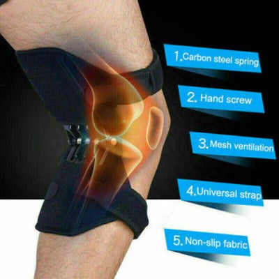Knee Joint Support Brace Lift Booster Leg Pad Sport Spring Force Pain Relief