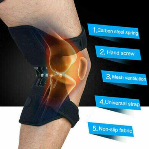 Knee Joint Support Brace Lift Booster Leg Pad Sport Spring Force Pain Relief