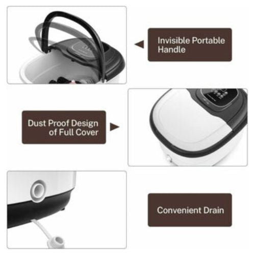 Rapid Heating Foot Spa Bath Massager W/ Heat Bubble 6 Motorized Massage Roller