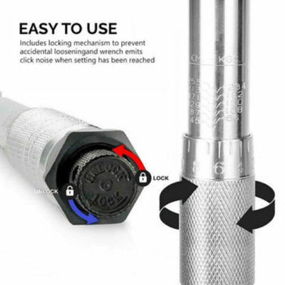 Adjustable 3/8-Inch Drive Click Torque Wrench - 15-80 ft.-lb, 20.4-108.5 Nm Tool