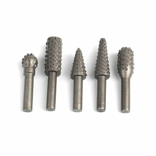 5pc Rasp Steel Rotary Burr Shape Wood Grinding Milling Shaping Drill Bit Tool