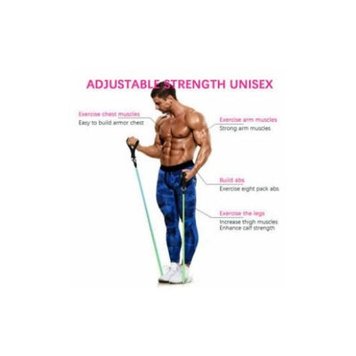 11 PCS FITNESS PULL ROPE LATEX RESISTANCE BAND TRAINING EXERCISE YOGA TUBES PULL