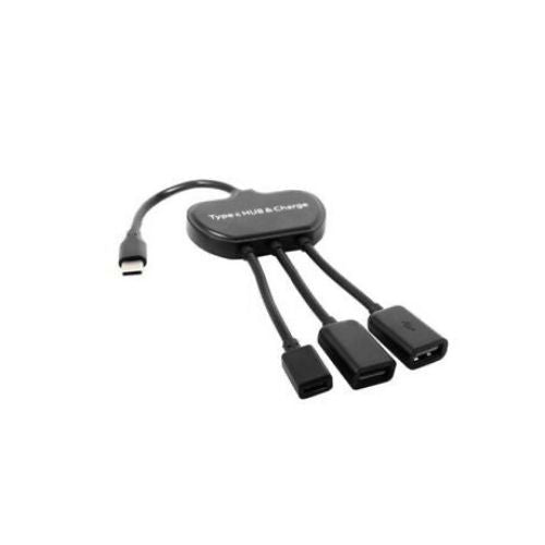 USB-C  OTG Cable Dual Ports USB Hub With Type-C Power Charging Port
