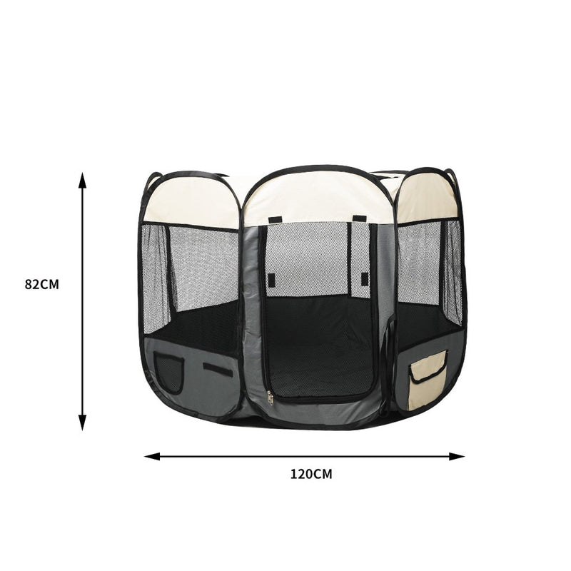 PaWz Pet Soft Playpen Dog Cat Puppy Play Round Crate Cage Tent Portable XL Grey