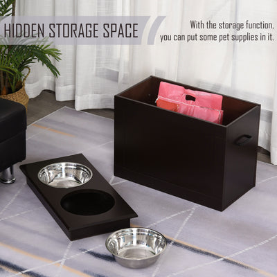 Raised Pet Bowls with Storage Function 2 Stainless Steel Dog Bowls Elevated Base