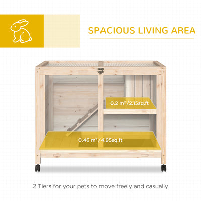 Small Rabbit Hutch Indoor, Split House Design, Bunny Cage, Bunny Hutch on Wheels
