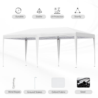 19&apos; x 10&apos; Outdoor Gazebo Pop Up Canopy Party Tent with Carrying Bag