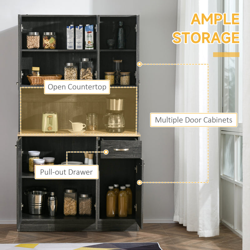 HOMCOM Modern Freestanding Kitchen Buffet with Hutch Pantry Hutch w/ Storage
