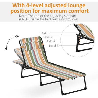 4-Level Adjustable Folding Up Lounger Reclining Bed Cot Lightweight