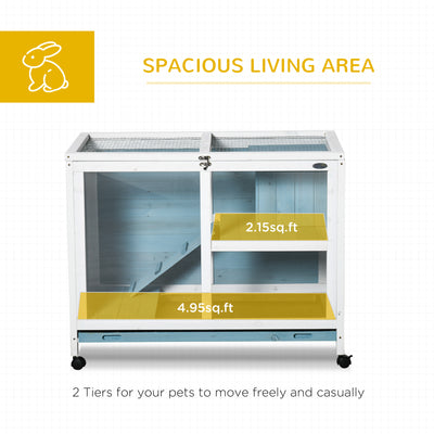 Small Rabbit Hutch Indoor, Split House Design, Bunny Cage, Bunny Hutch on Wheels