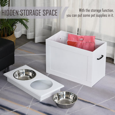 Raised Pet Bowls with Storage Function 2 Stainless Steel Dog Bowls Elevated Base