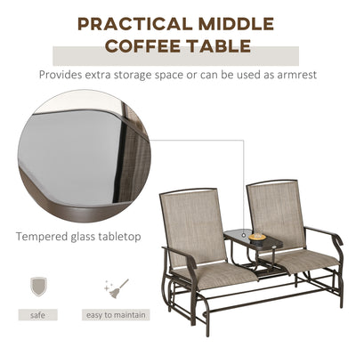 58&quot; 2 Person Glider Rocking Chair Garden Bench Outdoor Loveseat