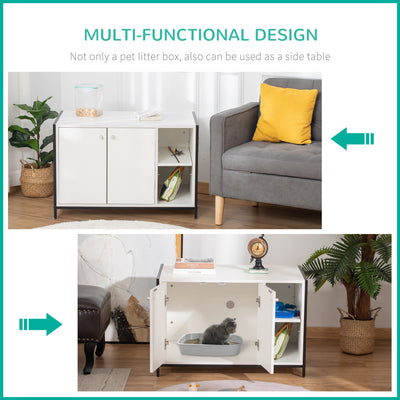 Cat Litter Box Enclosure Hidden Adjustable Cat Furniture with Damping Hinge
