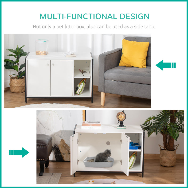 Cat Litter Box Enclosure Hidden Adjustable Cat Furniture with Damping Hinge