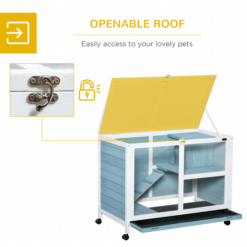 Small Rabbit Hutch Indoor, Split House Design, Bunny Cage, Bunny Hutch on Wheels
