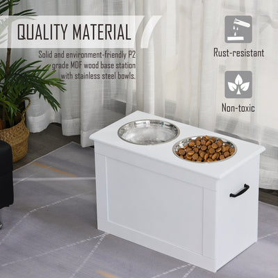 Raised Pet Bowls with Storage Function 2 Stainless Steel Dog Bowls Elevated Base