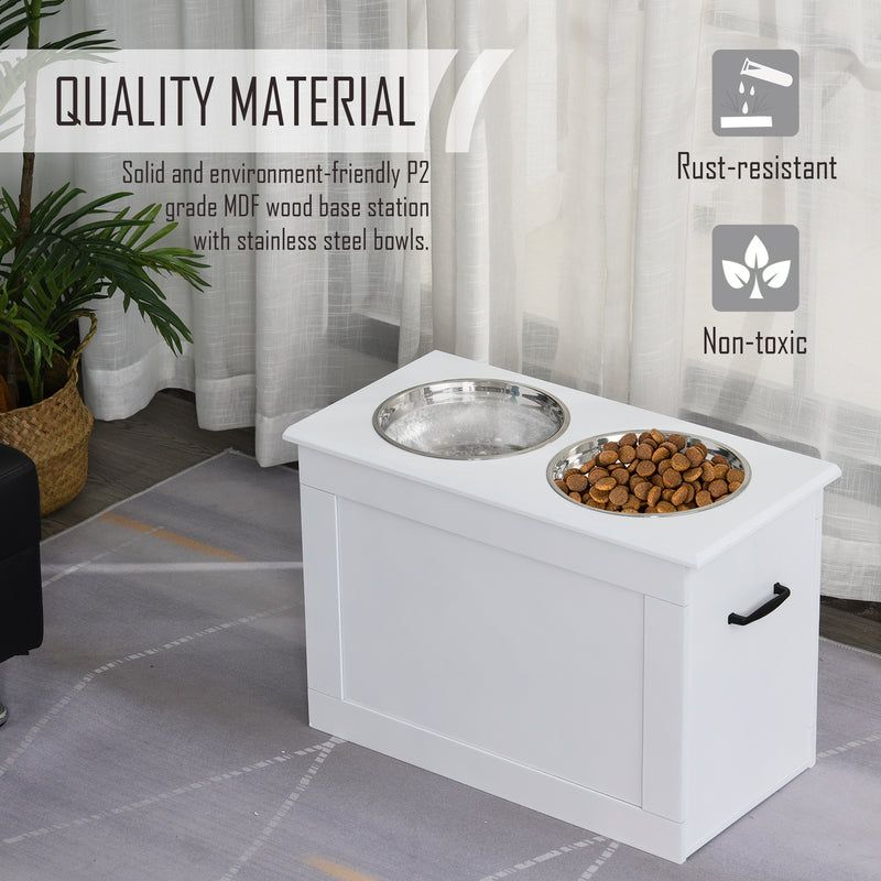 Raised Pet Bowls with Storage Function 2 Stainless Steel Dog Bowls Elevated Base