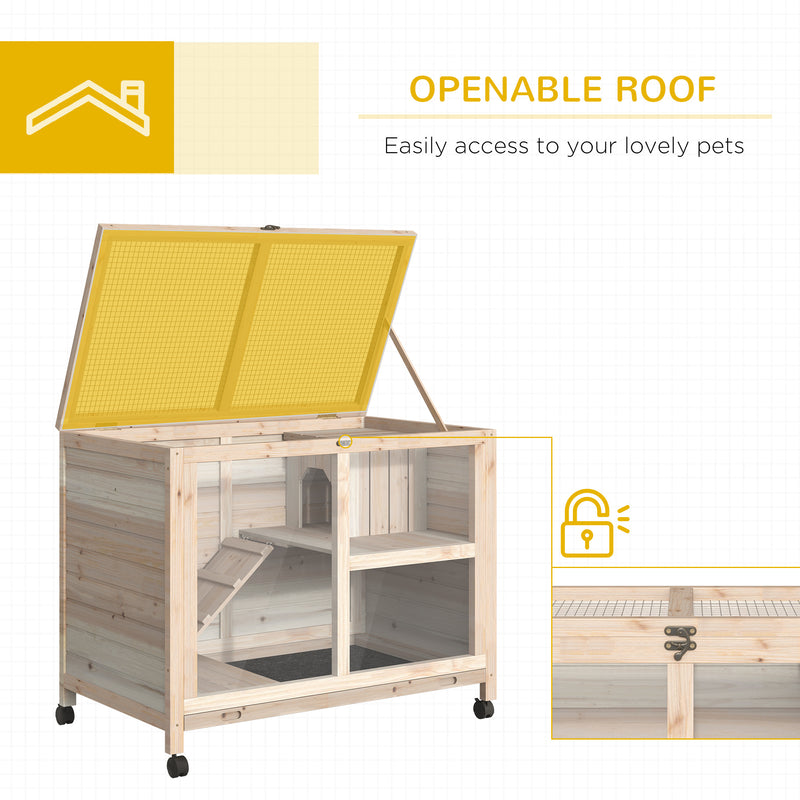 Small Rabbit Hutch Indoor, Split House Design, Bunny Cage, Bunny Hutch on Wheels