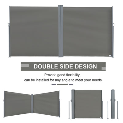 Retractable Double Side Awning Folding Privacy Screen Fence Sun Shade
