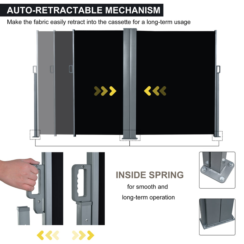 Retractable Double Side Awning Folding Privacy Screen Fence Sun Shade