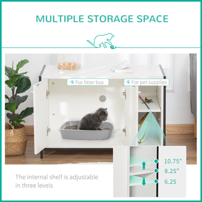 Cat Litter Box Enclosure Hidden Adjustable Cat Furniture with Damping Hinge