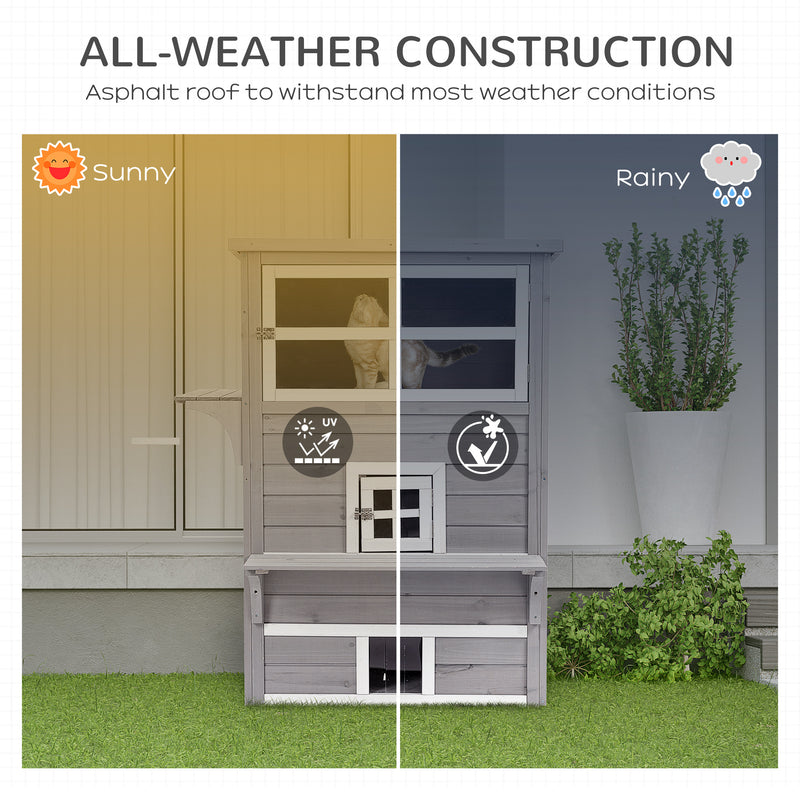 Feral Cat House Outdoor, 3-Tier Kitty Shelter, Weather Resistant, w/ Escape Door