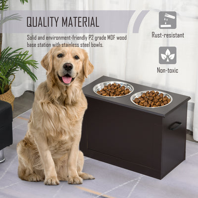 Raised Pet Bowls with Storage Function 2 Stainless Steel Dog Bowls Elevated Base
