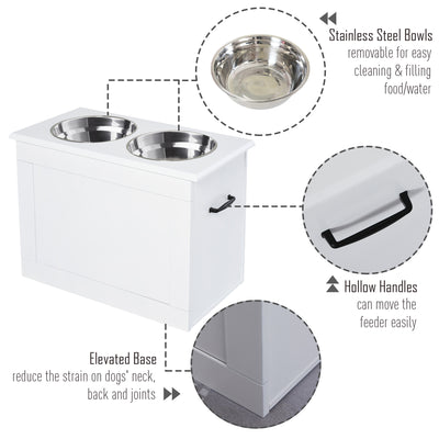 Raised Pet Bowls with Storage Function 2 Stainless Steel Dog Bowls Elevated Base