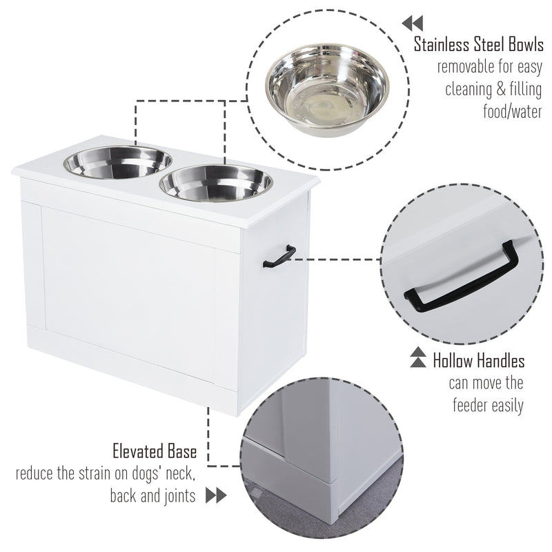Raised Pet Bowls with Storage Function 2 Stainless Steel Dog Bowls Elevated Base