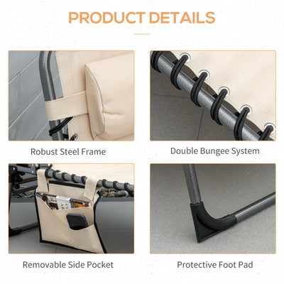 Folding Chaise Lounge Chair Reclining Chair w/ Adjustable Backrest