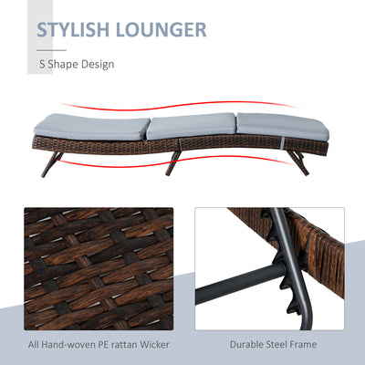 Patio Adjustable Rattan Wicker Chaise Lounge Chair Cushioned Outdoor Furniture