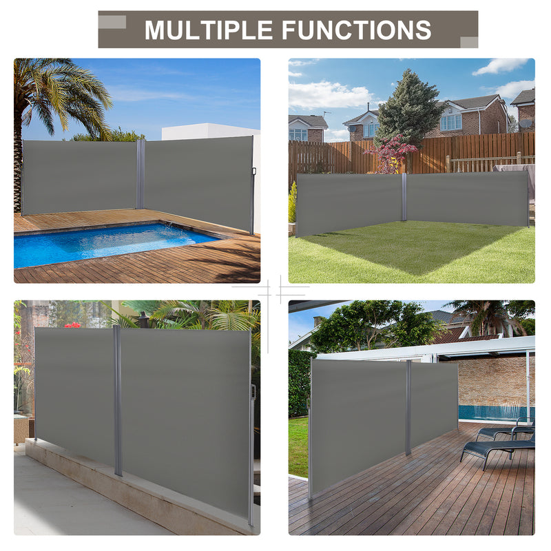 Retractable Double Side Awning Folding Privacy Screen Fence Sun Shade