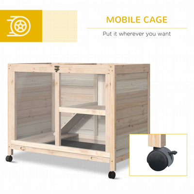 Small Rabbit Hutch Indoor, Split House Design, Bunny Cage, Bunny Hutch on Wheels