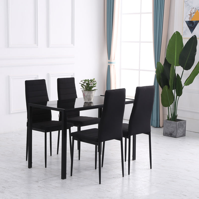 High Back Dining Chairs Upholstered PU Leather Accent Chairs Set of 4