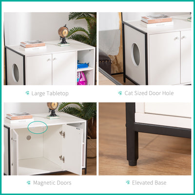 Cat Litter Box Enclosure Hidden Adjustable Cat Furniture with Damping Hinge