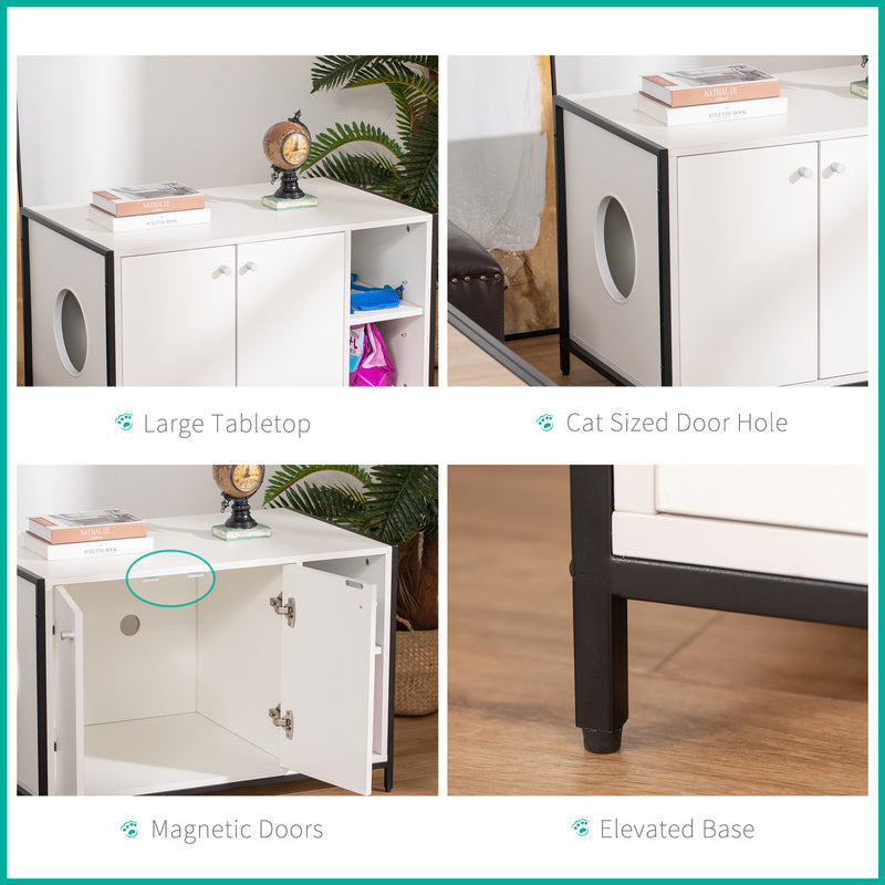 Cat Litter Box Enclosure Hidden Adjustable Cat Furniture with Damping Hinge