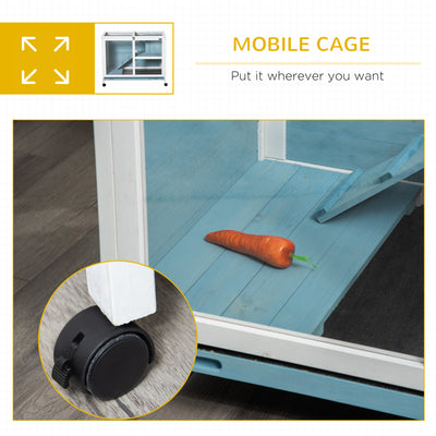 Small Rabbit Hutch Indoor, Split House Design, Bunny Cage, Bunny Hutch on Wheels