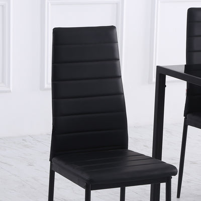 High Back Dining Chairs Upholstered PU Leather Accent Chairs Set of 4