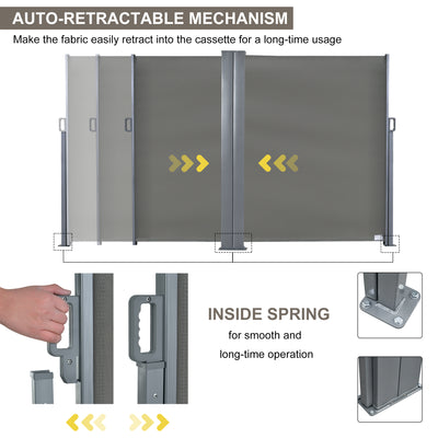 Retractable Double Side Awning Folding Privacy Screen Fence Sun Shade