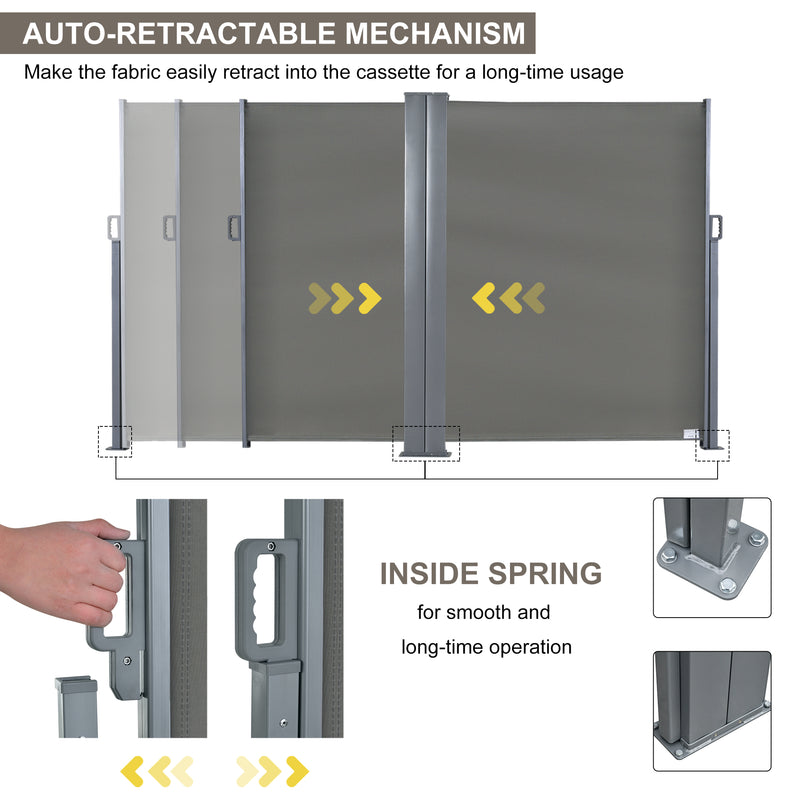 Retractable Double Side Awning Folding Privacy Screen Fence Sun Shade