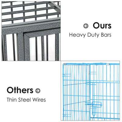 Heavy Duty Dog Pet Crate Kennel Cage Playpen Metal W/ Tray Castor