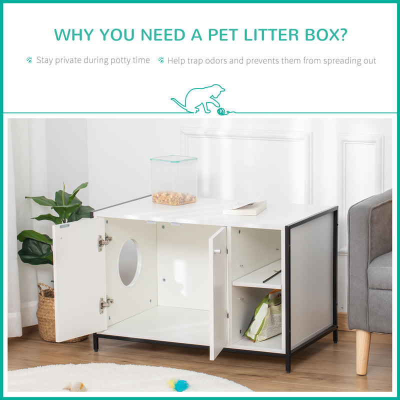 Cat Litter Box Enclosure Hidden Adjustable Cat Furniture with Damping Hinge