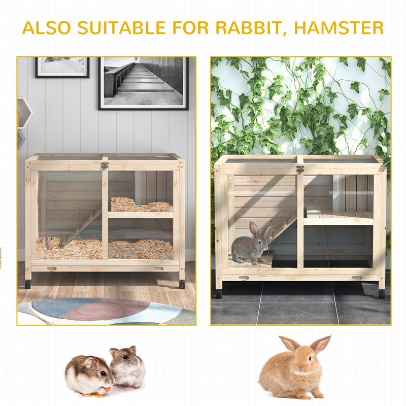 Small Rabbit Hutch Indoor, Split House Design, Bunny Cage, Bunny Hutch on Wheels