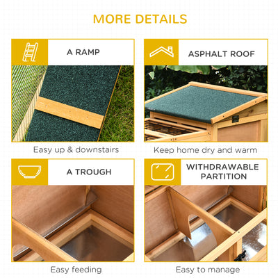 Outdoor Fir Wood Rabbit Hutch Bunny Cage Run w/ 2 Levels, Patio &amp; Pull Out Tray
