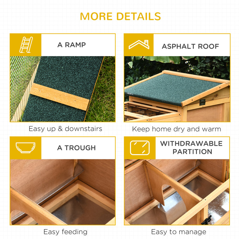 Outdoor Fir Wood Rabbit Hutch Bunny Cage Run w/ 2 Levels, Patio &amp; Pull Out Tray