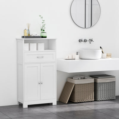 Modern Free Standing Bathroom Cabinet with Open Shelf and Wide Tabletop