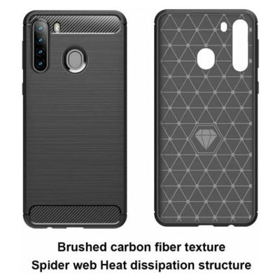 For Samsung Galaxy A21 Case - Shockproof Carbon Fiber TPU Heavy Duty Cover