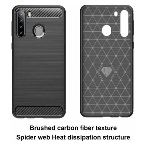 For Samsung Galaxy A21 Case - Shockproof Carbon Fiber TPU Heavy Duty Cover
