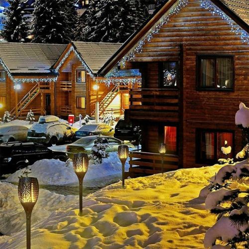 4/8x Outdoor 12 LED Solar Torch Flickering Flame Light Garden Waterproof Lamp